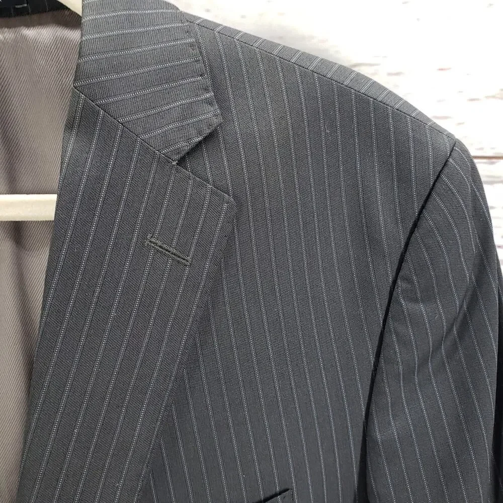 Daniel Cremieux Loro Piana Wool Dark Gray Striped Blazer Sportscoat 42R